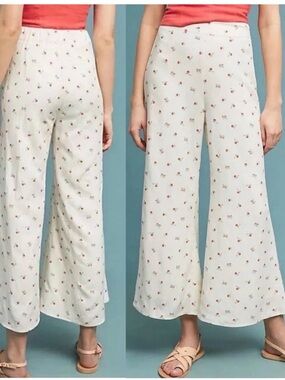 Anthropologie Feather Bone Talese Wide Legs Cherry Print Size 6